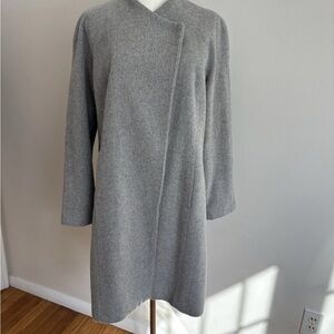 Halston Minimalist Gray Wool Coat small
